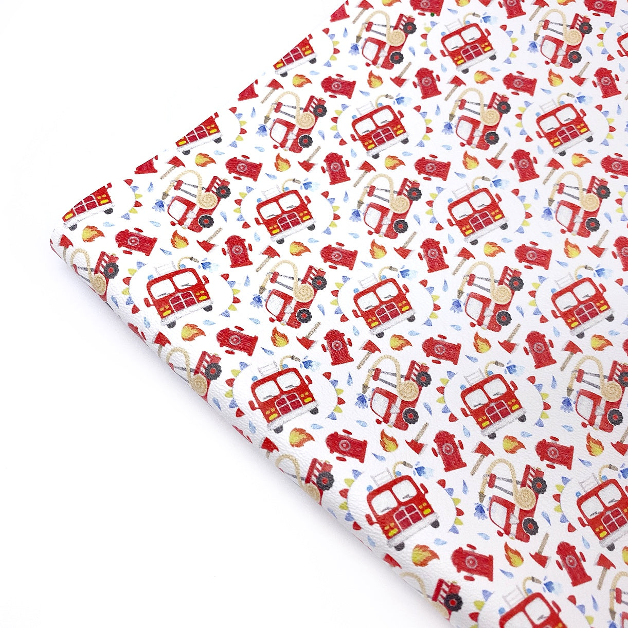 Fire Trucks Premium Faux Leather Fabric Sheets - Eliza Henri