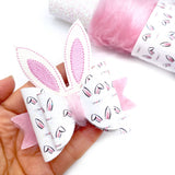 Cute Bunny Face Lux Premium Printed Bow Fabrics