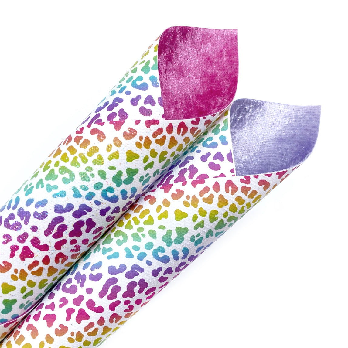 Rainbow Leopard Double Sided Printed Glitter Canvas & Velvet Fabric - Eliza Henri