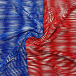 Blue & Red Metallic Sparkle Silver Foil Pleated Jersey Fabric - Eliza Henri