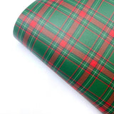 Festive Green Tartan Premium Faux Leather Fabric Sheets