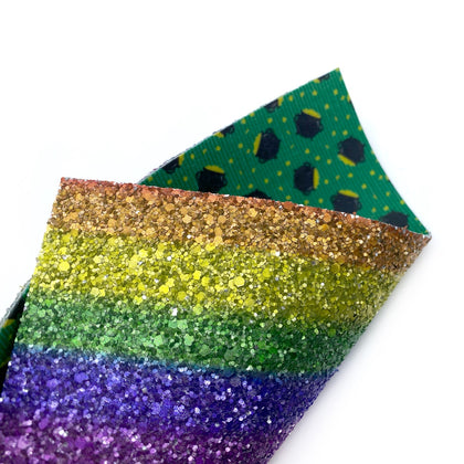 Double Sided Rainbow Pot of Gold Chunky Glitter Fabric - Eliza Henri