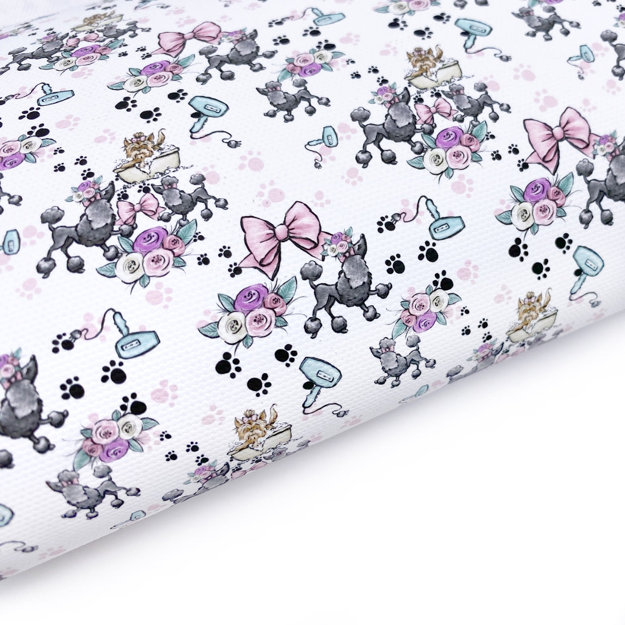Puppy Bath Time Lux Premium Canvas Bow Fabrics - Eliza Henri