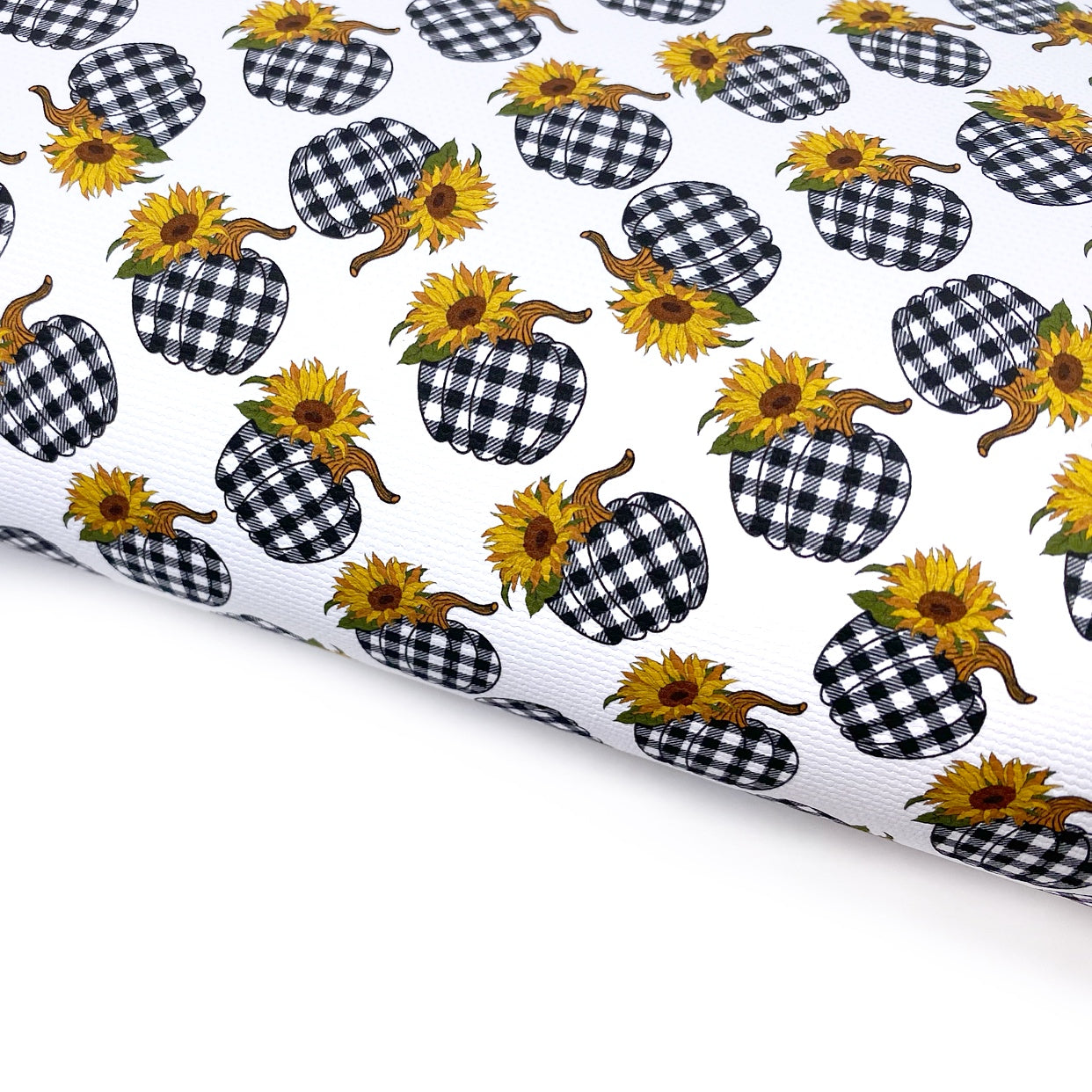 Checked Sunflower Pumpkins Lux Premium Canvas Bow Fabrics - Eliza Henri