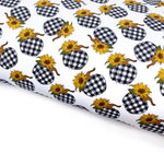 Checked Sunflower Pumpkins Lux Premium Canvas Bow Fabrics - Eliza Henri