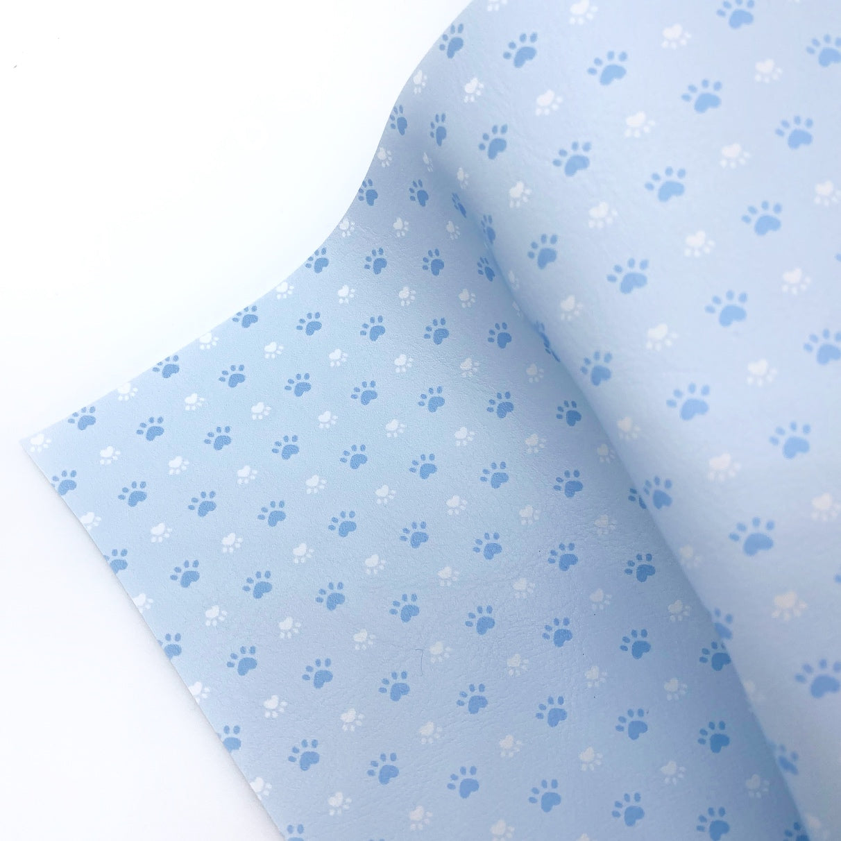 Pale Blue Puppy Paws Premium Faux Leather Fabric Sheets - Eliza Henri