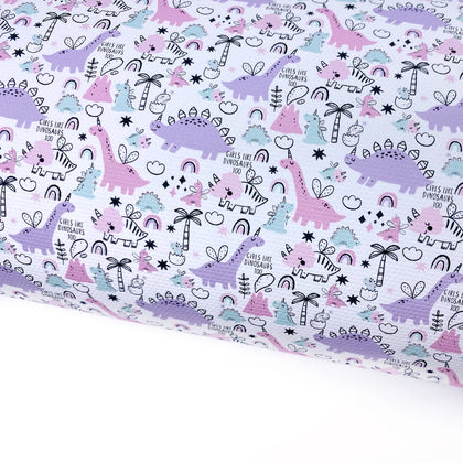 Fairy Dinosaur doodle Lux Premium Canvas Bow Fabrics - Eliza Henri