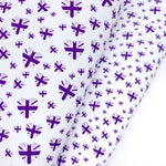 EH Purple Union Jack Hearts Lux Premium Canvas Bow Fabrics - Eliza Henri