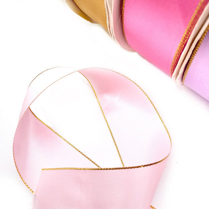 Luxury Sparkle Gold Edged Satin Ribbon 1.5'' - Eliza Henri