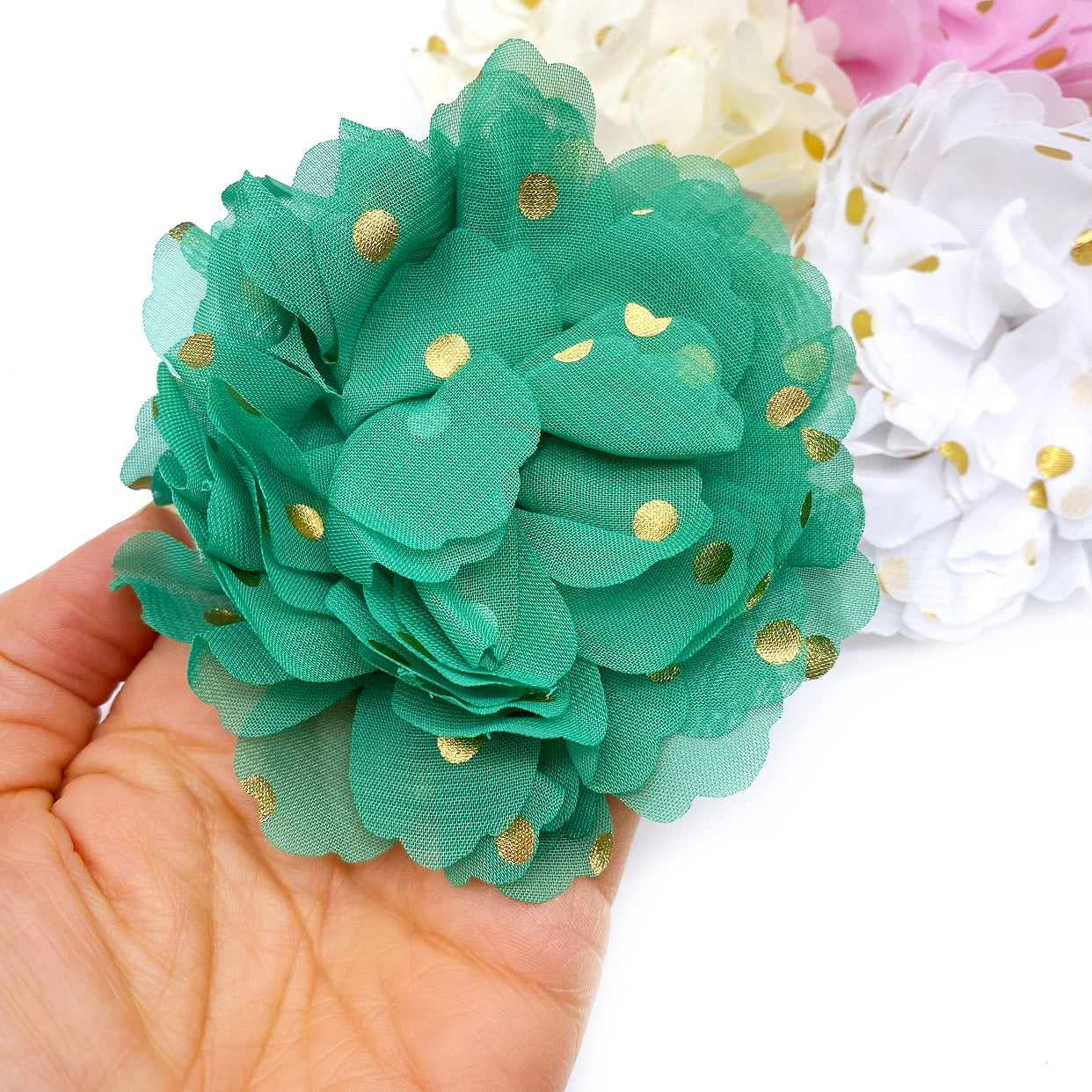 Foil Polka dot Chiffon Flower Posies 8cm - Eliza Henri