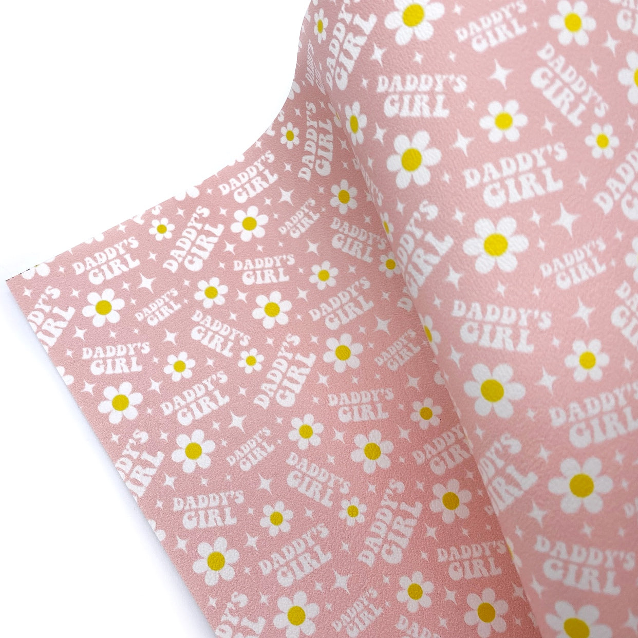 Daddy's Girl Pink Daisy Premium Faux Leather Fabric Sheets - Eliza Henri