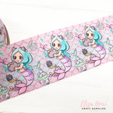 Cute Kawaii Mermaid Friends Grosgrain Ribbon 2'' or 3''