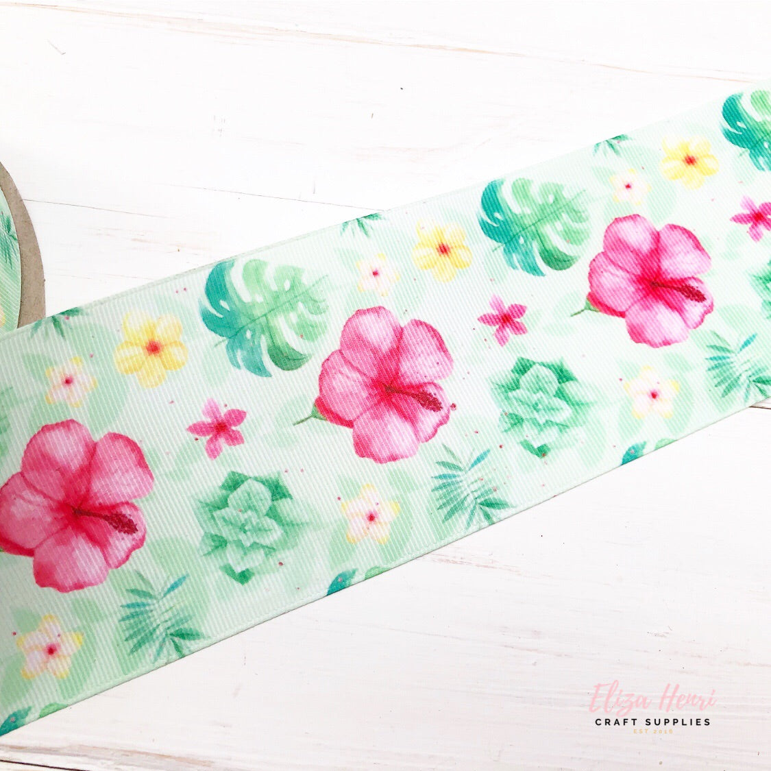 Tropical Florals Grosgrain Ribbon 2'' or 3'' - Eliza Henri