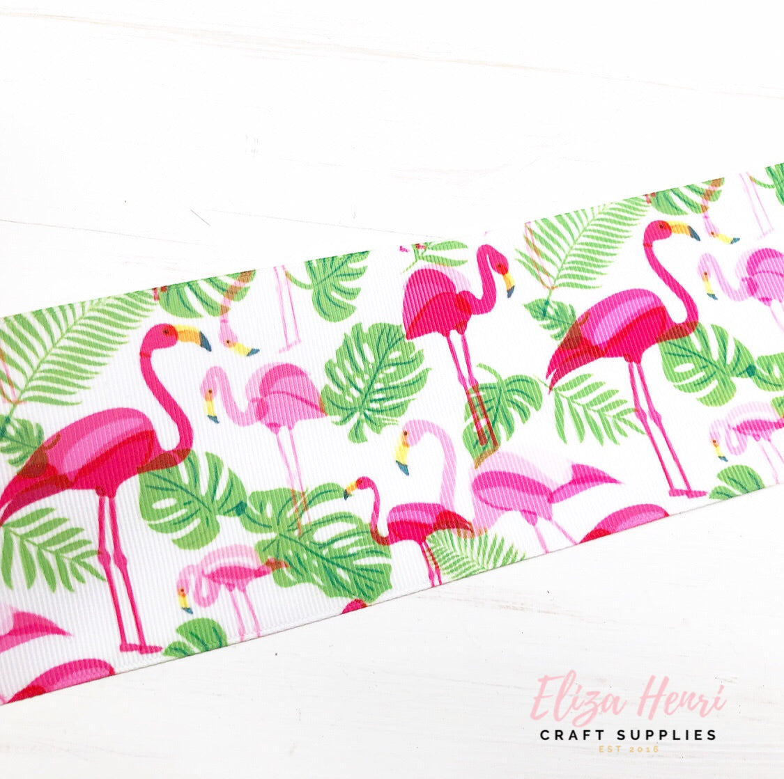Flamingo Tropics Grosgrain Ribbon 2'' or 3'' - Eliza Henri