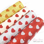 hearts fine glitter fabric
